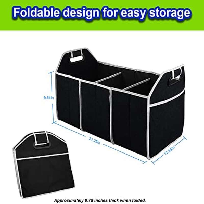 Portable 3-Compartment Foldabl - Car Trunk Organizer Foldable Storage Box ulasan dan harga