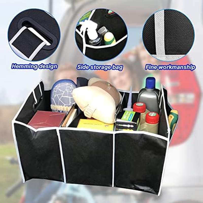 Portable 3-Compartment Foldabl - Car Trunk Organizer Foldable Storage Box ulasan dan harga