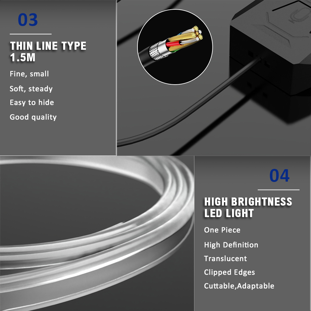 1 IN 3  Car RGB Ambient LED Li - Led Ambient Interior Car Lights App Control ulasan dan harga
