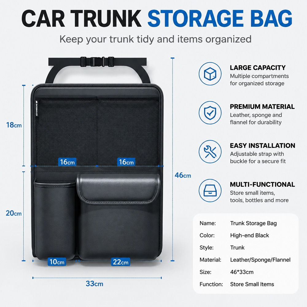 1Pc Kcimo Hanging PU Leather C - Car Trunk Organizer Foldable Storage Box ulasan dan harga